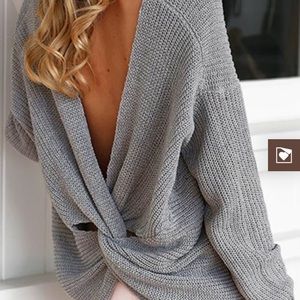 V Neck Backless Sweater